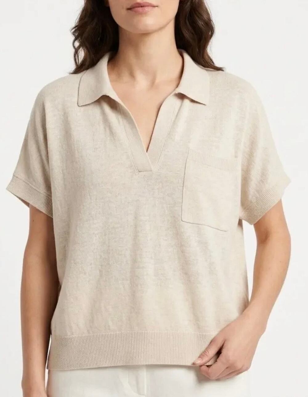 Banana Republic Oversized Johnny Collar Sweater Cotton Linen Size XS/S MSRP $85
